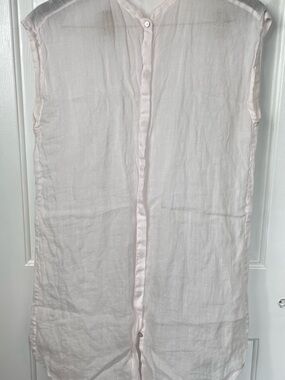 Eileen Fisher Tissue Weight Ramie Mandarin Shirt Top Pink Small  Women’s